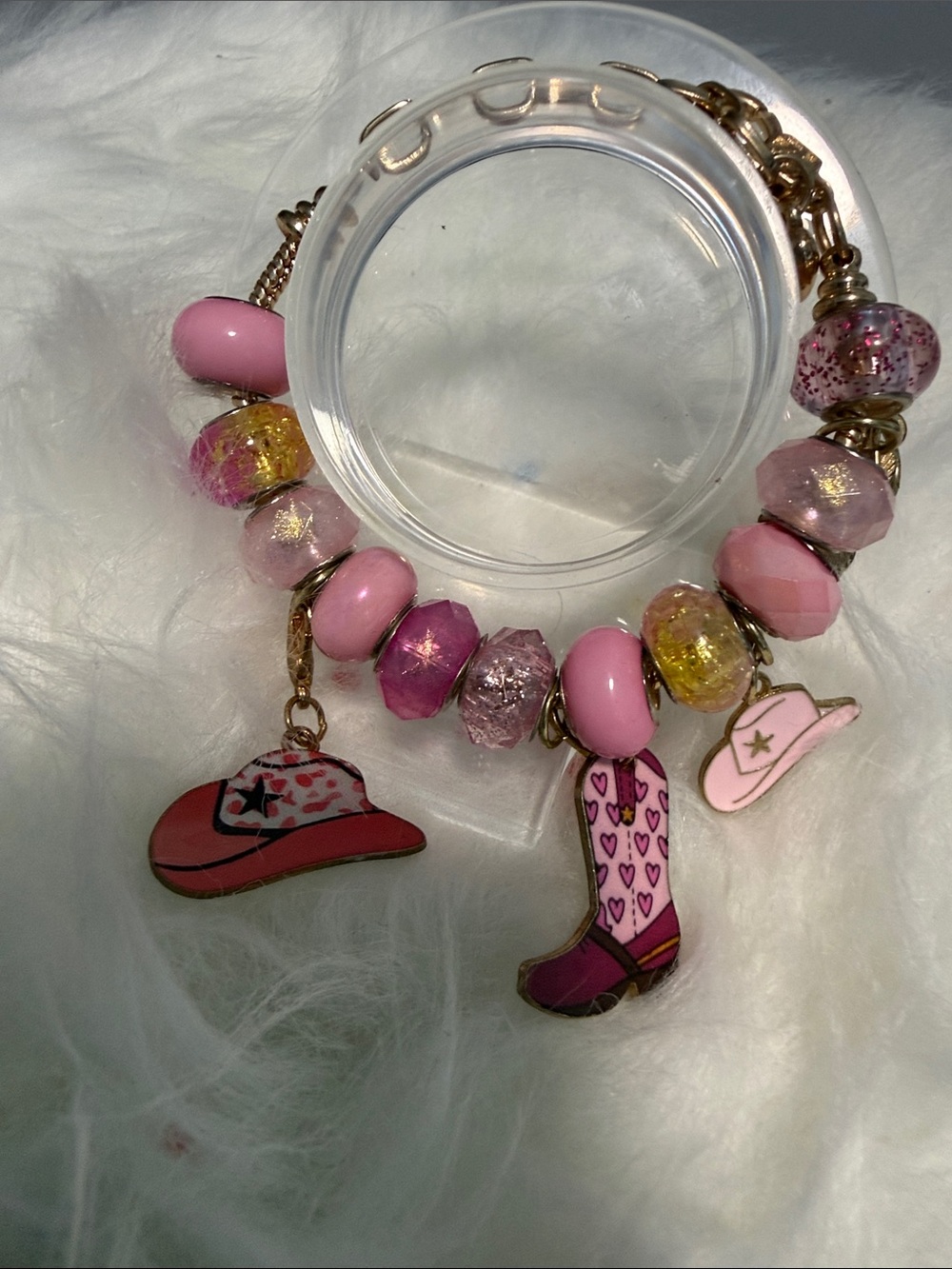 Kids Pink Western Charm Bracelet